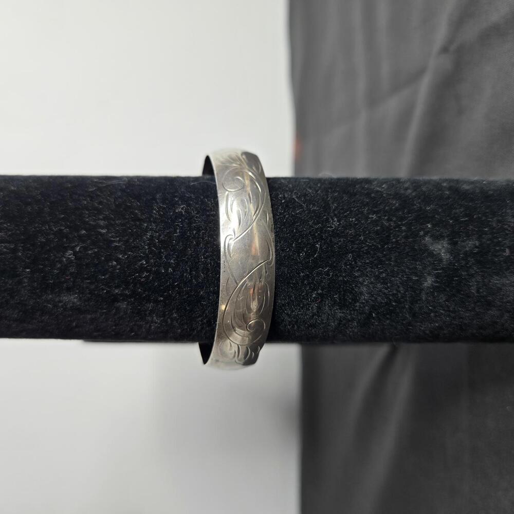 Smibo Norway Sterling Silver Engraved Cuff Bracelet Vintage Scandinavian